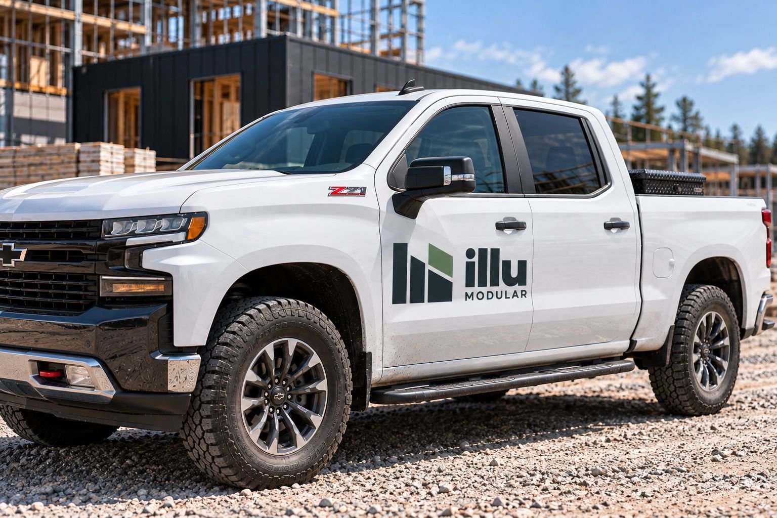 Illu Modular pickup truck on a job site